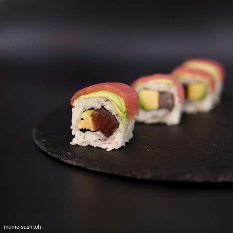 Rainbow rolls with tuna (8 Stück)